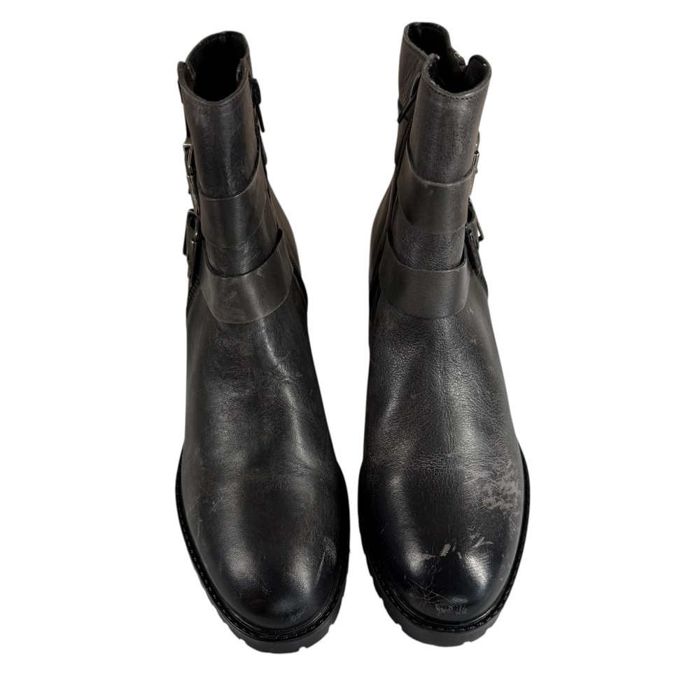 Eric Michael Black Leather Double Buckle Lug Sole Ankle Boots EU 41 - Picture 3 of 15
